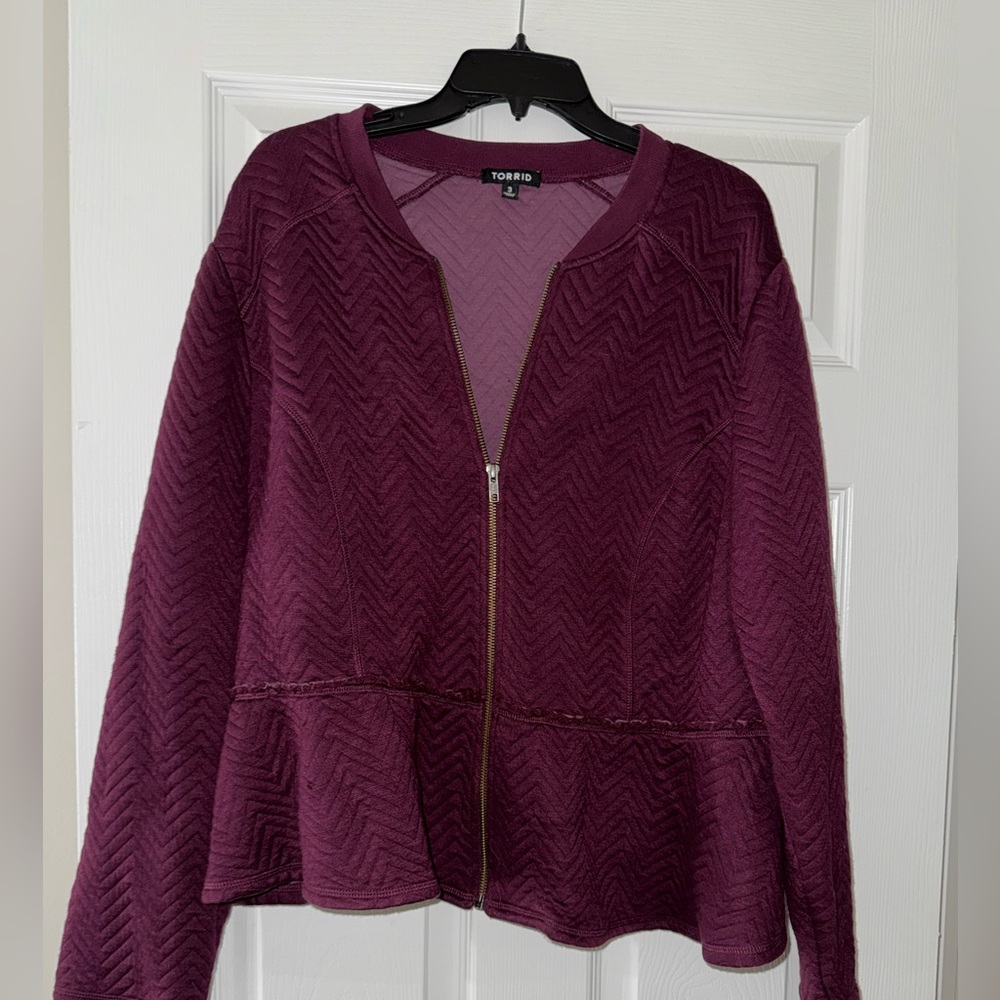 Torrid Maroon Textured Zip Jacket